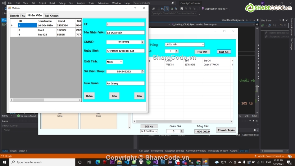 C# quan ly,do an winform,C# quản lý đặt xe,Code đặt xe C#,Code Phần Mềm Quản Lý